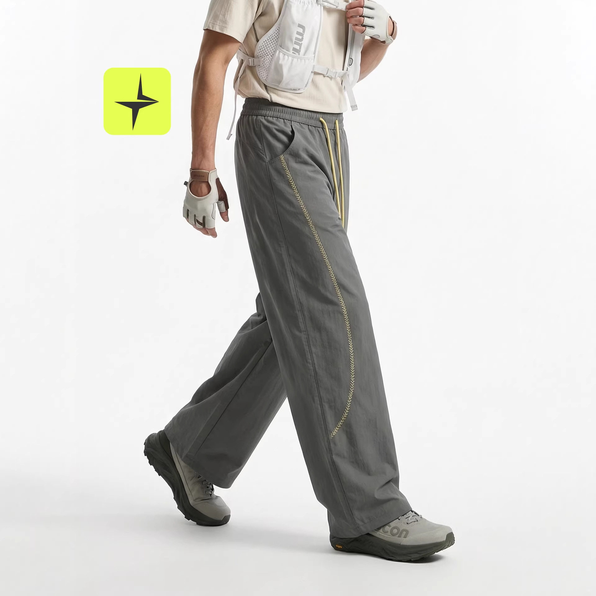 美式潮牌撞色刺绣弯刀裤男女款春夏季新品运动户外休闲百搭长裤子