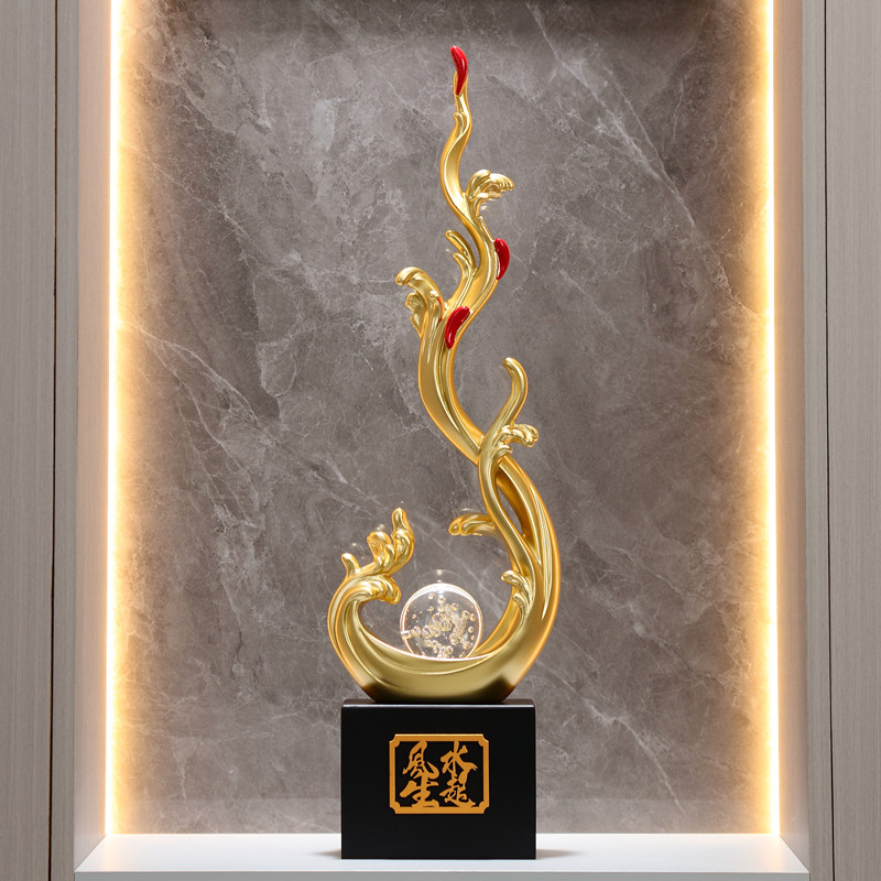 风生水起水晶球高档轻奢招财摆件