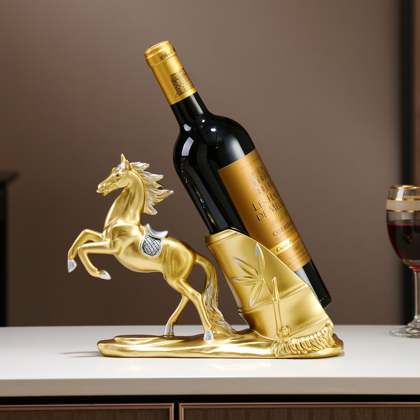 马到成功节节高升红酒架摆件高档轻奢客厅酒柜装饰马摆件乔迁新居