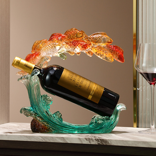 红酒架摆件好运锦鲤餐桌酒托高级感轻奢高档大气餐边柜酒柜装饰品
