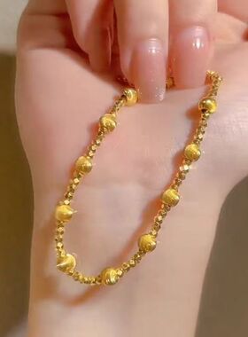 正品999手链猫眼蹦迪珠手链黄金色轻奢ins时尚精致沙金百搭送女友