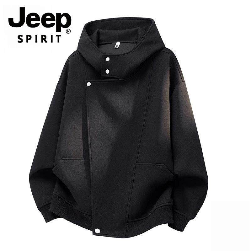 JEEP SPIRIT吉普美式休闲长袖卫衣男春秋季设计感宽松连帽上衣男
