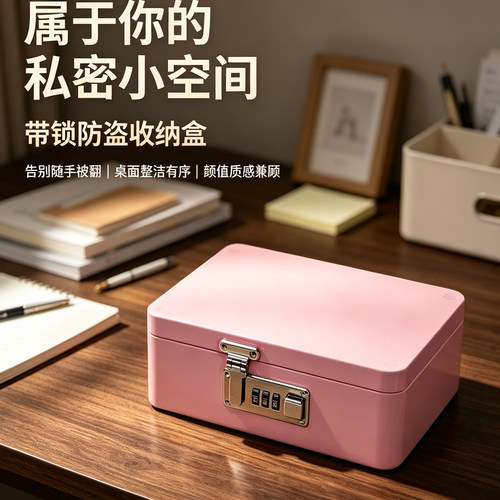 带锁盒零钱收纳盒密码存钱盒储物手机盒存钱箱盒防盗储物盒保险盒