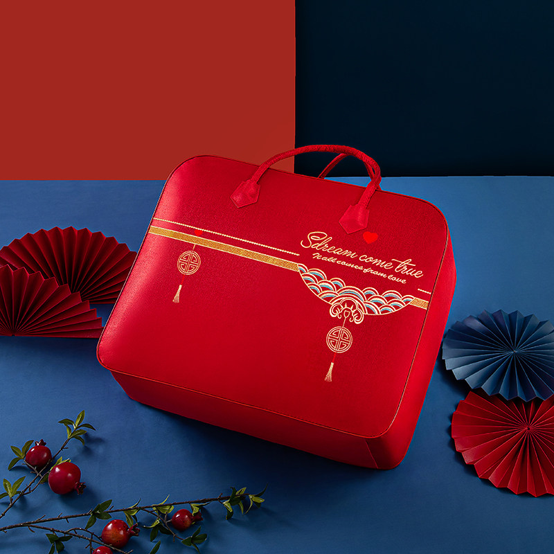 结婚庆四件套包装袋红色喜被装棉花被子的收纳袋子牛津陪嫁手提袋