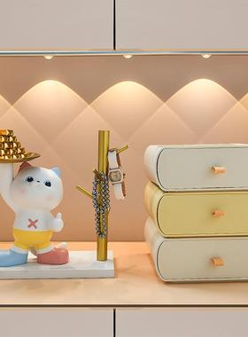 奶油风入户玄关招财猫钥匙收纳