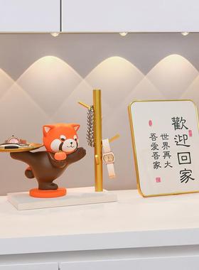 小熊猫钥匙收纳入户门口玄关摆件鞋柜家居装饰品乔迁新居搬家礼品