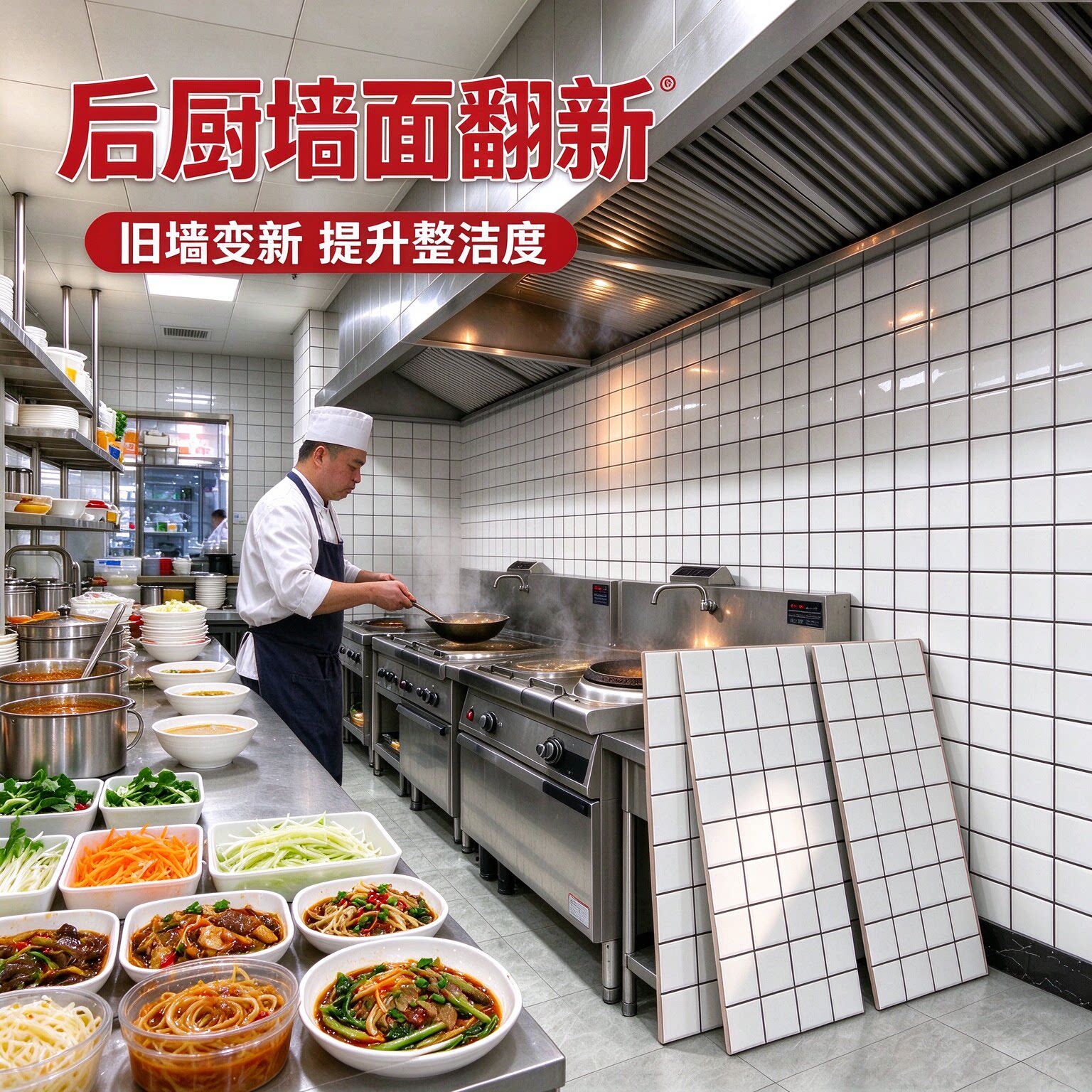 耐高温厨房防油贴纸饭店墙面遮丑护墙板装饰自装扣板水泥墙专用厚
