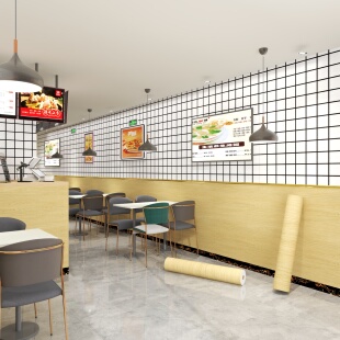 防火阻燃自粘墙纸商用餐饮防水防潮墙面遮丑墙围贴纸壁纸店铺装修