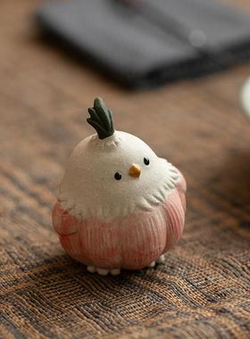 宜兴原矿紫砂蒜头小鸟茶宠