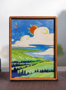 蓝天白云铜雕画桌面摆件儿童房