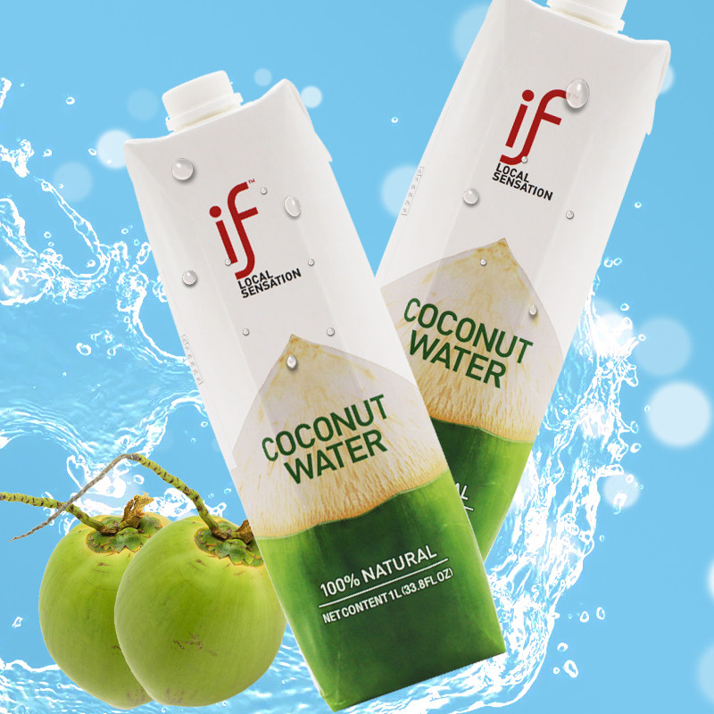 泰国进口if椰子水不添加蔗糖健康天然椰子汁1升装办公休闲饮料品