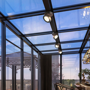 玻璃温室专用灯照明户外防水防虫超薄明装射灯阳台过道小吸顶灯