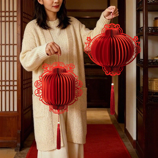 2026马年中式灯笼春字立体蜂窝挂饰摆件过年喜庆春节装饰布置挂件