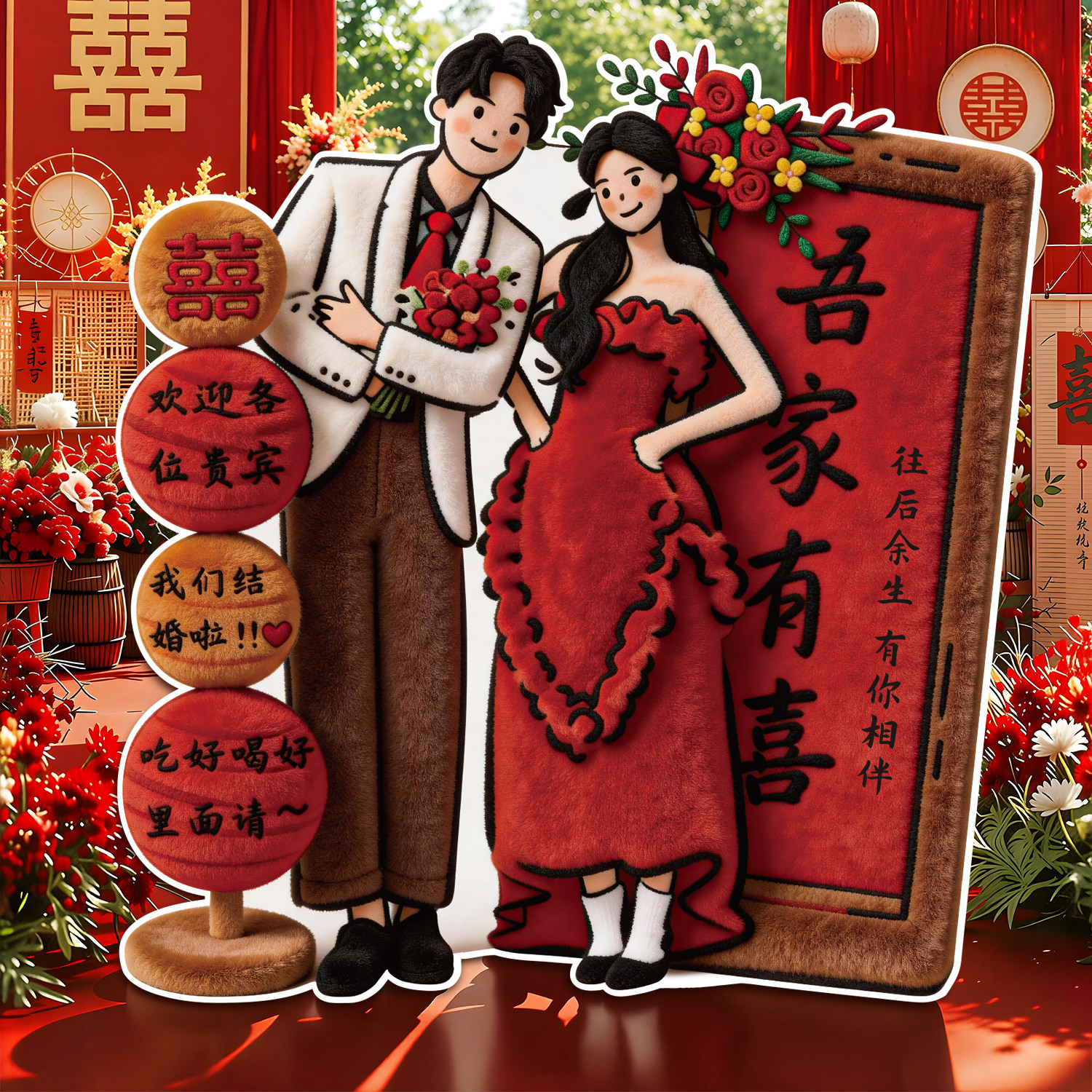 4D毛绒人形立牌婚礼迎宾专属定制