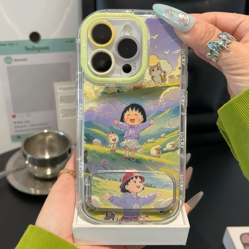 小丸子蓝天白云适用于苹果16/15/华为荣耀小米手机壳13promax防摔