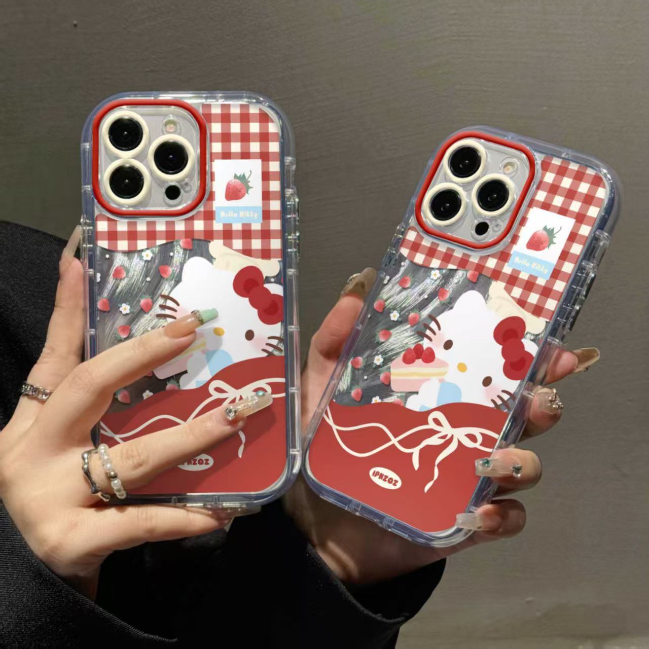 格纹凯蒂猫适用苹果15手机iphone16promax手机壳12/13华为荣耀防