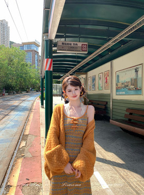 法式复古慵懒羊毛针织开衫女秋