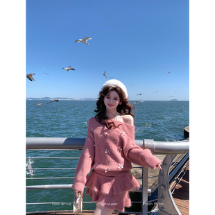 一生罗曼【甜美绒冬】法式复古毛衣短裙针织两件套女秋冬修身套装