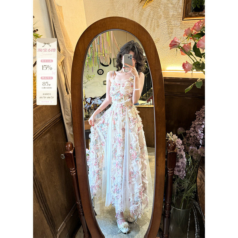 现货一生罗曼【芙罗拉】法式碎花吊带连衣裙女夏新款高级感裙子