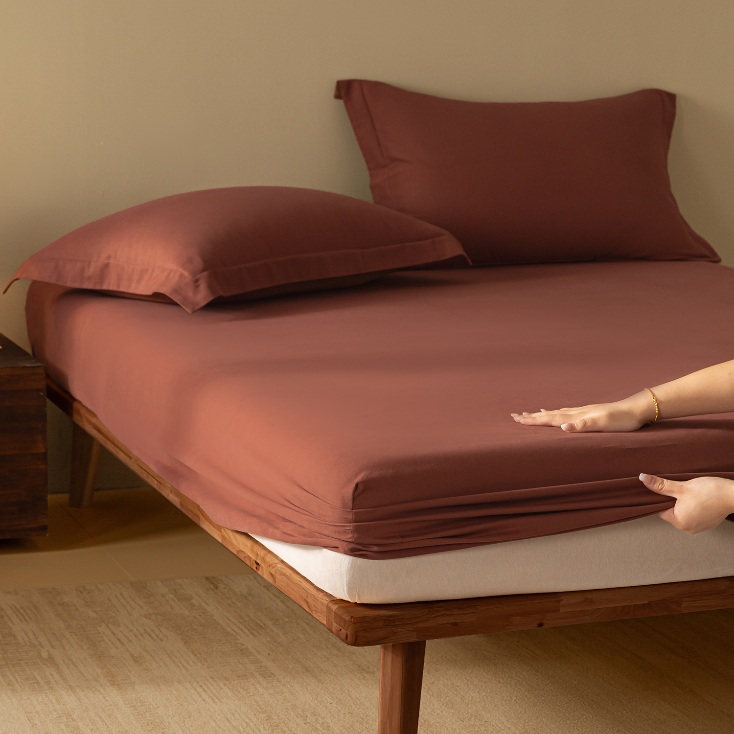 简约全棉磨毛床笠单件冬季加厚保暖纯棉床垫保护套防滑床罩三件套