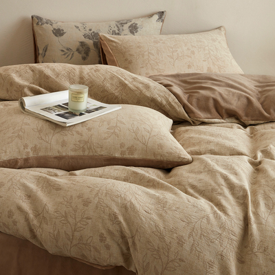 纯棉加绒四件套a面棉b牛奶绒被套