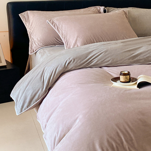 婴儿绒加绒被套单件秋冬加厚保暖纯色180 220被罩牛奶绒床上用品