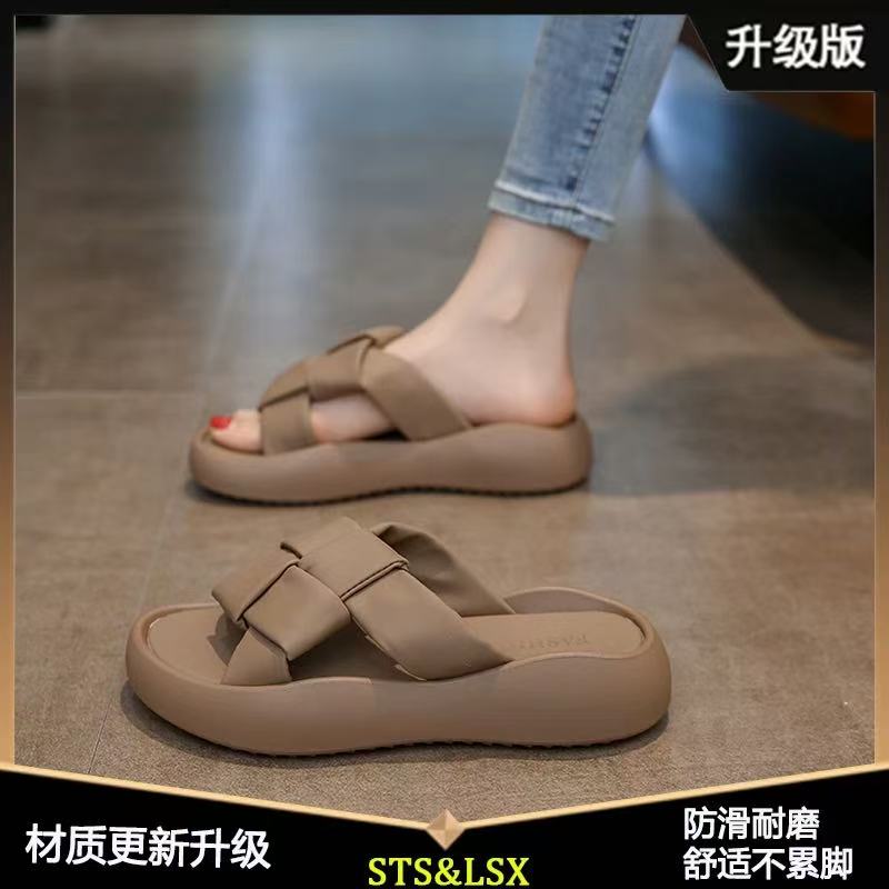 品牌鞋特价凉拖鞋女时尚外穿2025新款外出厚底沙滩凉鞋平底一字拖