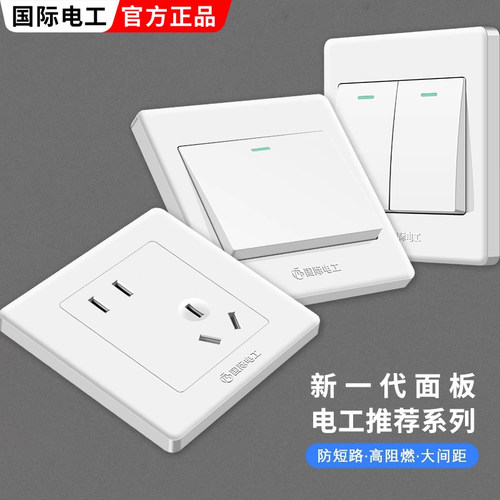 国际电工二开两开五孔双控插座