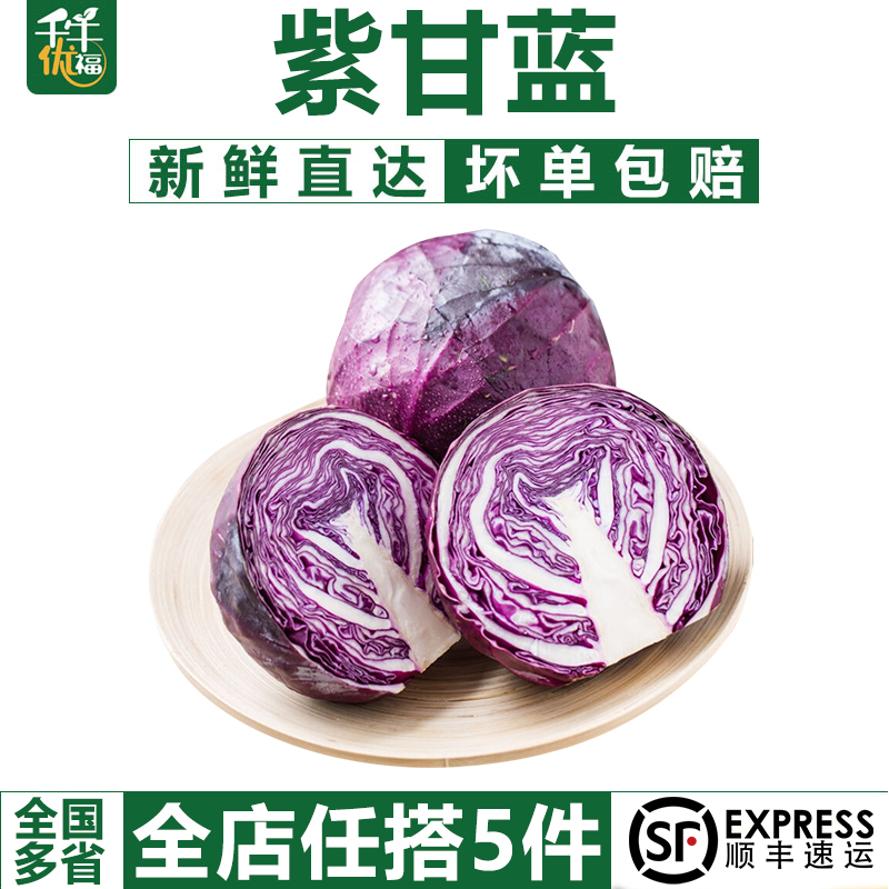 【千牛优福】紫甘蓝650g紫包菜紫色球生菜红紫椰菜新鲜沙拉食材 水产肉类/新鲜蔬果/熟食 叶菜类 原图主图