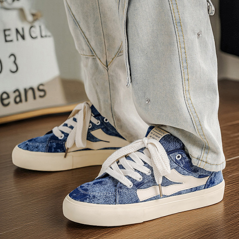 2026国潮原创拼接帆布鞋男士新款潮流板鞋学生百搭时尚休闲运动鞋,流行男鞋,休闲板鞋,淘宝优惠券,粉丝福利购,淘宝优惠卷