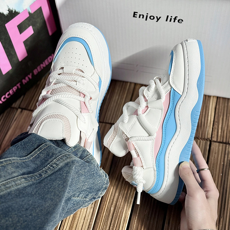 2026潮流撞色拼接男鞋厚底增高板鞋百搭休闲运动鞋小众设计潮鞋,流行男鞋,老爹鞋,淘宝优惠券,粉丝福利购,淘宝优惠卷