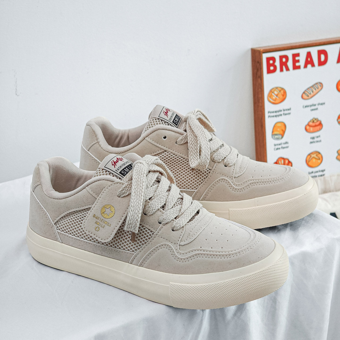 2026春秋新款网面透气板鞋男复古小众厚底百搭休闲运动潮流男女鞋,流行男鞋,休闲板鞋,淘宝优惠券,粉丝福利购,淘宝优惠卷