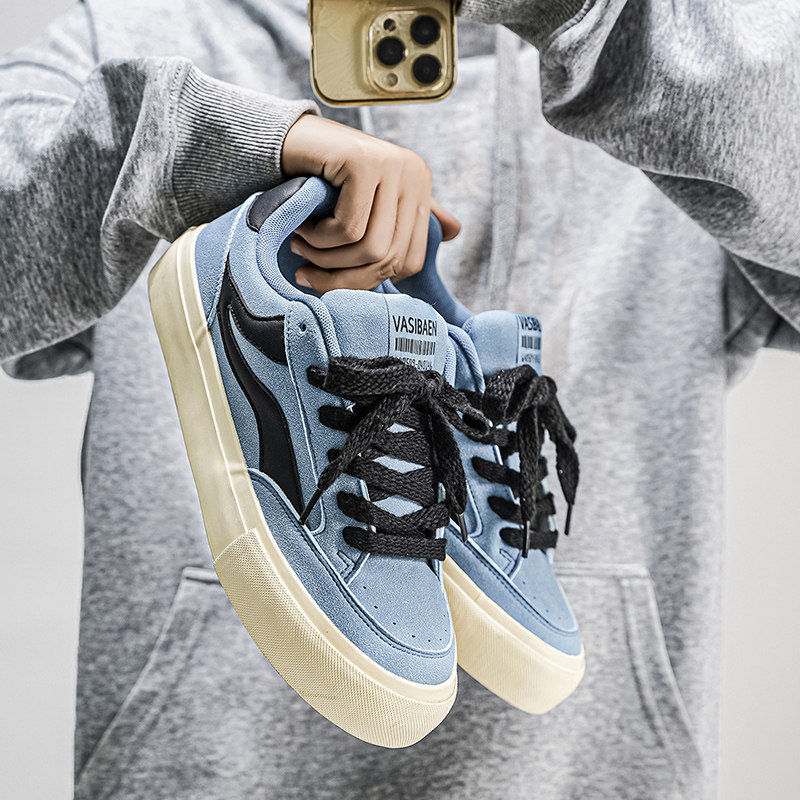 2026年复古小众设计板鞋男春季新款ins潮厚底休闲运动帆布鞋男鞋,流行男鞋,休闲板鞋,淘宝优惠券,粉丝福利购,淘宝优惠卷