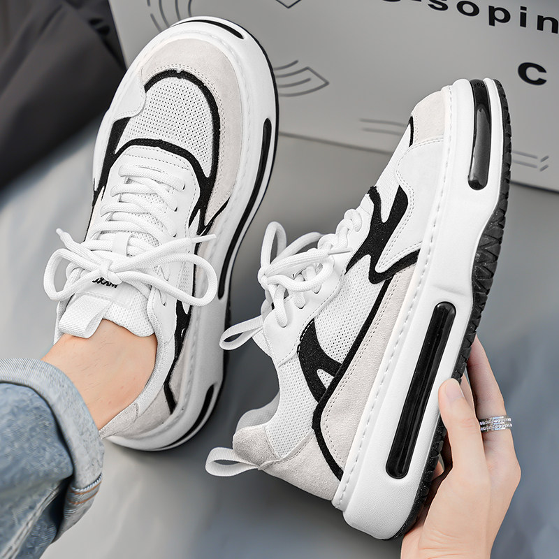 2026新款潮流拼接气垫板鞋男厚底增高休闲鞋百搭运动鞋子小众潮鞋,流行男鞋,老爹鞋,淘宝优惠券,粉丝福利购,淘宝优惠卷