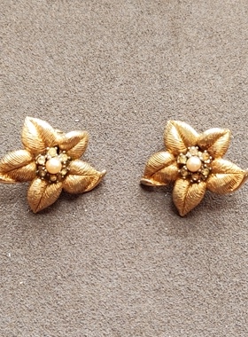Vintage 中古boucher十二月花配套耳夹