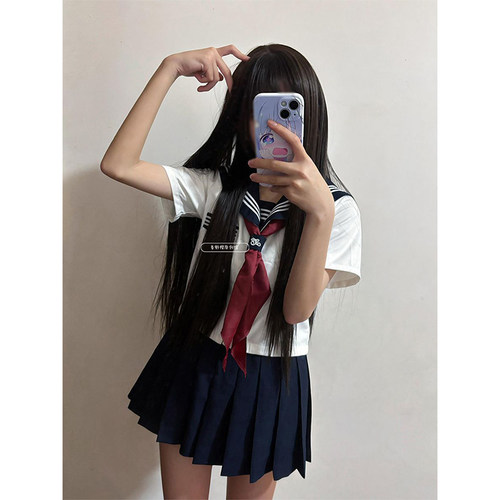 原创正版三本日系JK制服校供基础短袖学院水手服百褶裙软妹套装