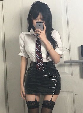 辣妹jk套装裙女包臀皮裙学院风女