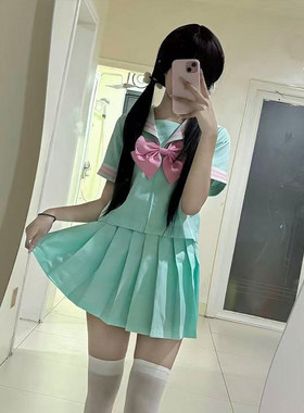 软妹萌小个子中间服水手服制服套装JK套裙女学生高中生网红同款