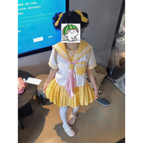 2026原创新款黄色三本中间服水手服短袖衬衫百搭JK裙学院风一整套