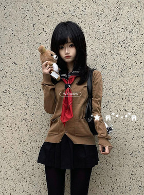 JK制服毛衣女学生秋冬新款日系学院风纯色针织开衫校供感长袖上衣