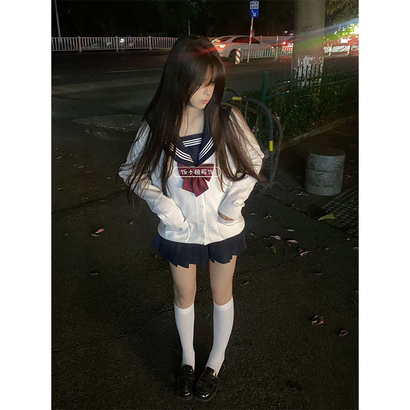 一整套/JK制服原创针织开衫毛衣外套长袖水手服百褶裙校供感套装