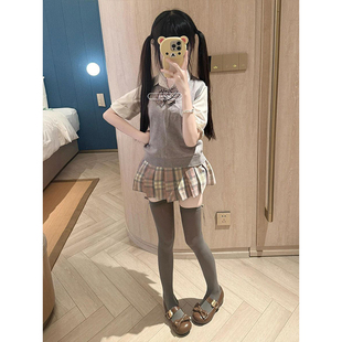 短裙马甲套头背心百搭樱奈格裙校供套装 日系学院制服jk甜美针织衫