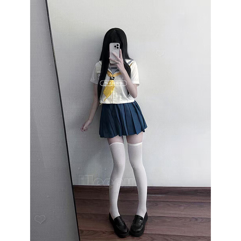 2026夏季新款基础款水手服穿搭白领蓝三百短袖搭配短裙JK制服套装