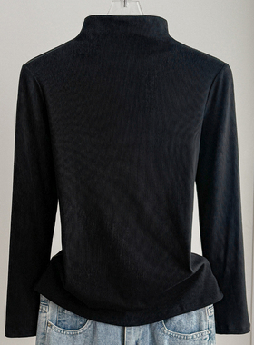2025春秋新款莫代尔黑色半高领打底衫女秋冬内搭洋气长袖纯色上衣