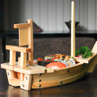 Kitchen Bamboo Sushi Boat Large 50cm Serving Tray For Sushi
