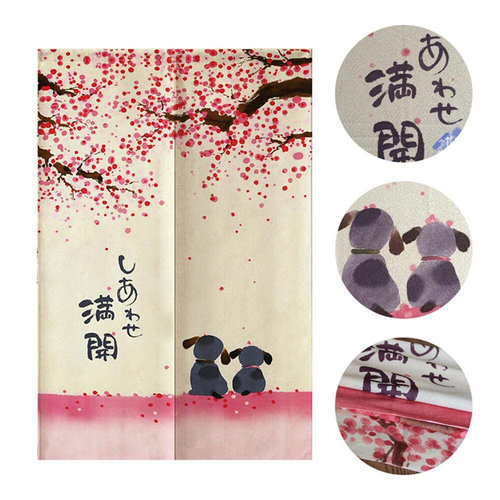 现货80x150CM Japanese Styule Curtain Oriental Cherry Rabbit