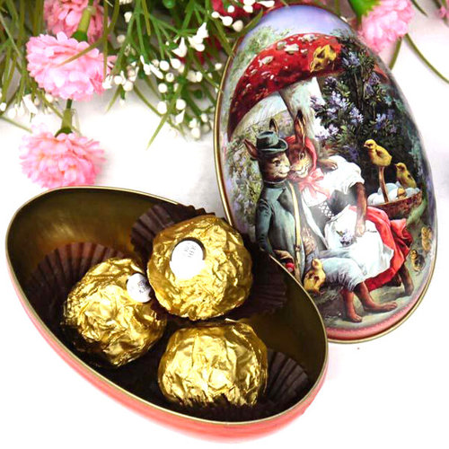 极速European Style Pattern Decor Hollow Easter Egg TinZ Cand