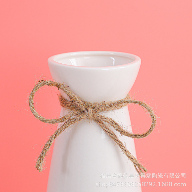 艺得端跨境北欧陶瓷三件套花瓶鲜花插花器家居电视柜桌面摆件