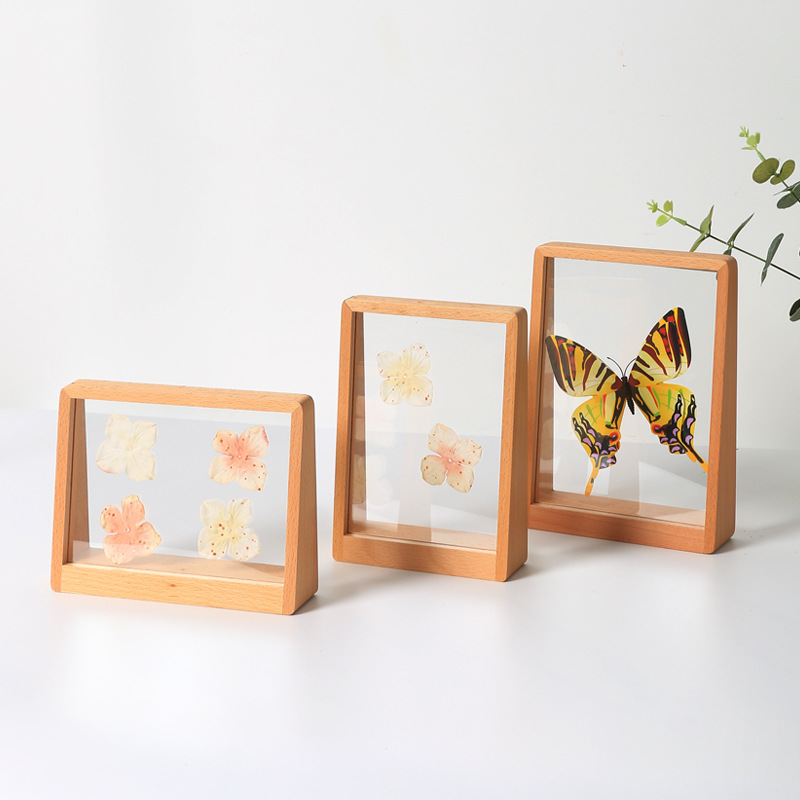 KI9S实木标本框diy手工保存昆虫蝴蝶树叶压花明信片装裱展示框架