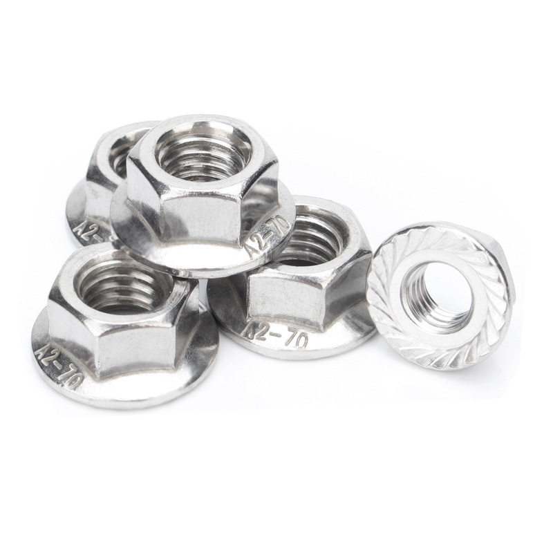 304不锈钢法兰螺母带垫带齿防滑螺帽带花边不锈钢六角法兰螺母